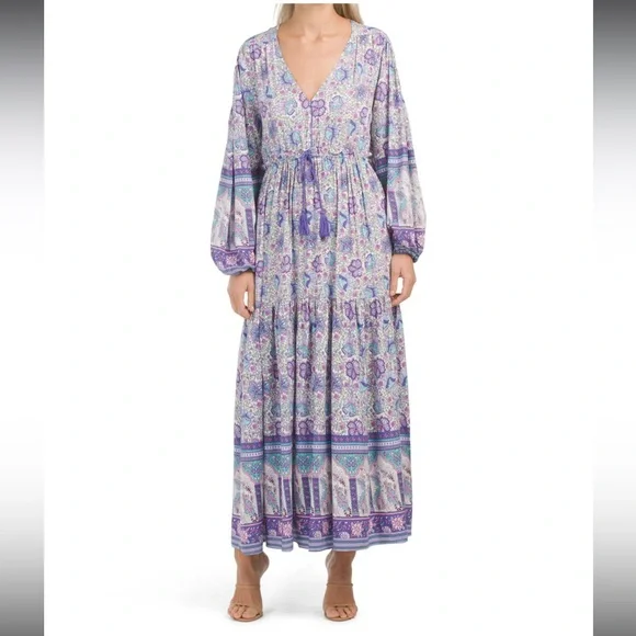 Bohemian Chic Style Floral Maxi Dress Size XS NWOT - Picture 3 of 15